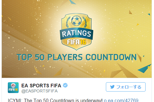 サッカーゲーム最新作 Fifa16 能力値の高い選手トップ50 11