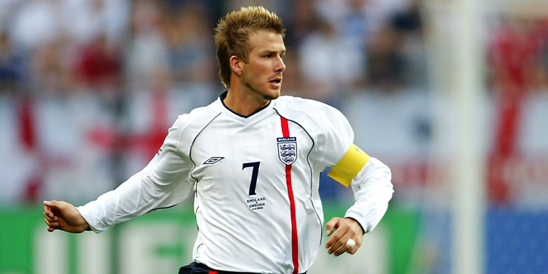 02日韓W杯 イングランド代表 7番BECKHAM ベッカム ユニフォーム 長袖