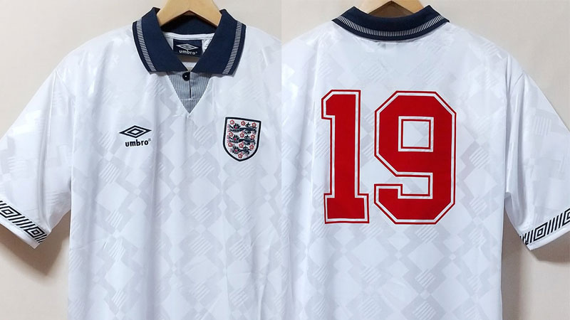 復活希望の襟付きデザイン イングランド代表 1990イタリアw杯 ユニフォーム